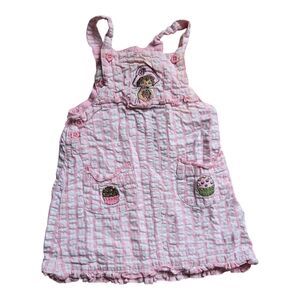 Adorable Pink Checkered Baby Dress with Embroidery